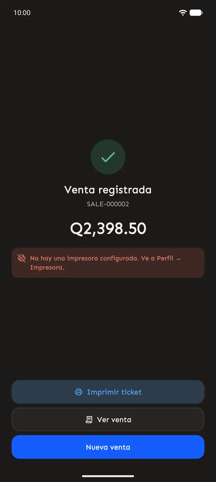 Venta registrada