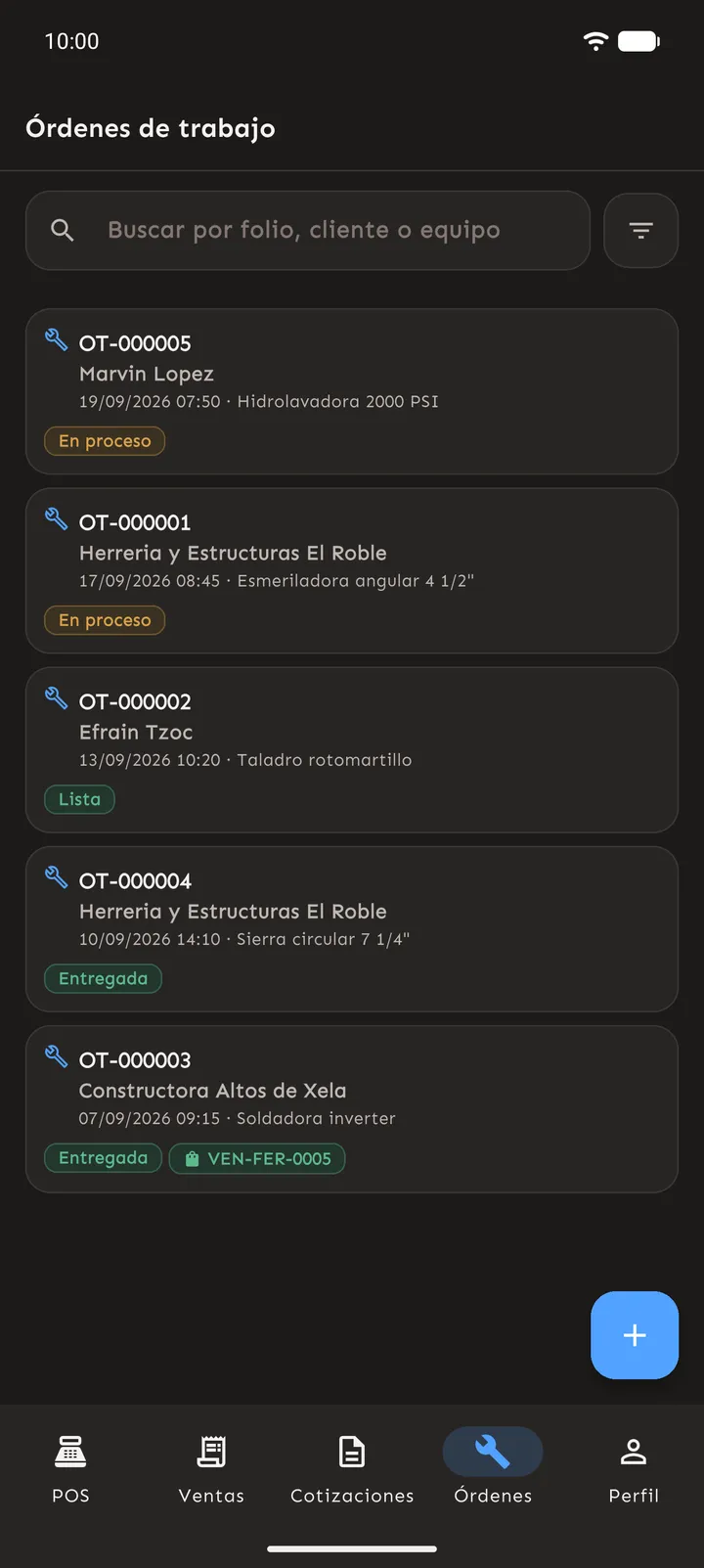 Órdenes de trabajo