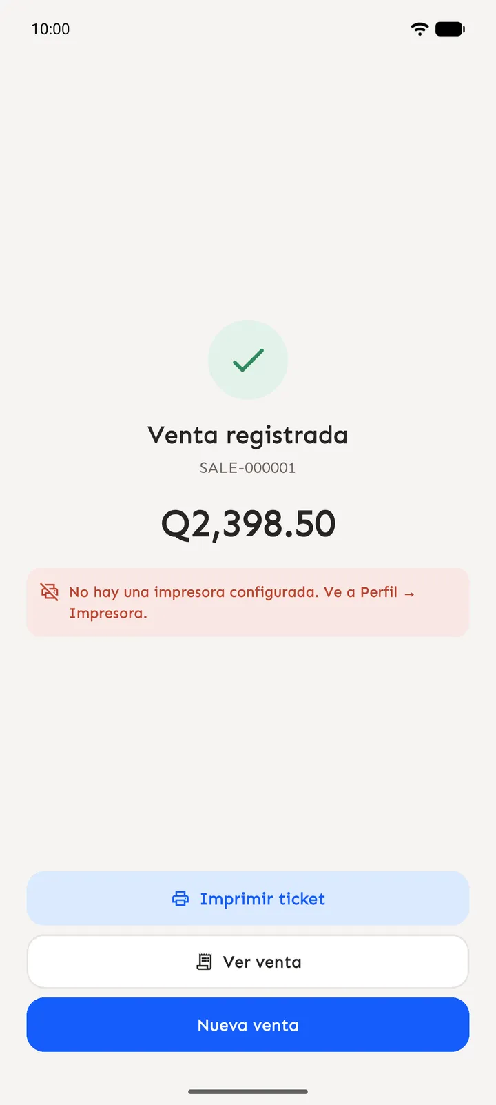 Venta registrada