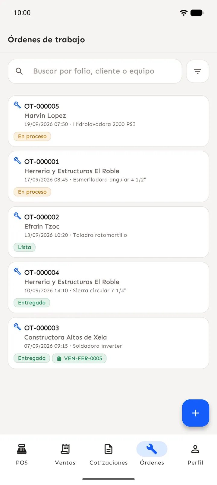 Órdenes de trabajo