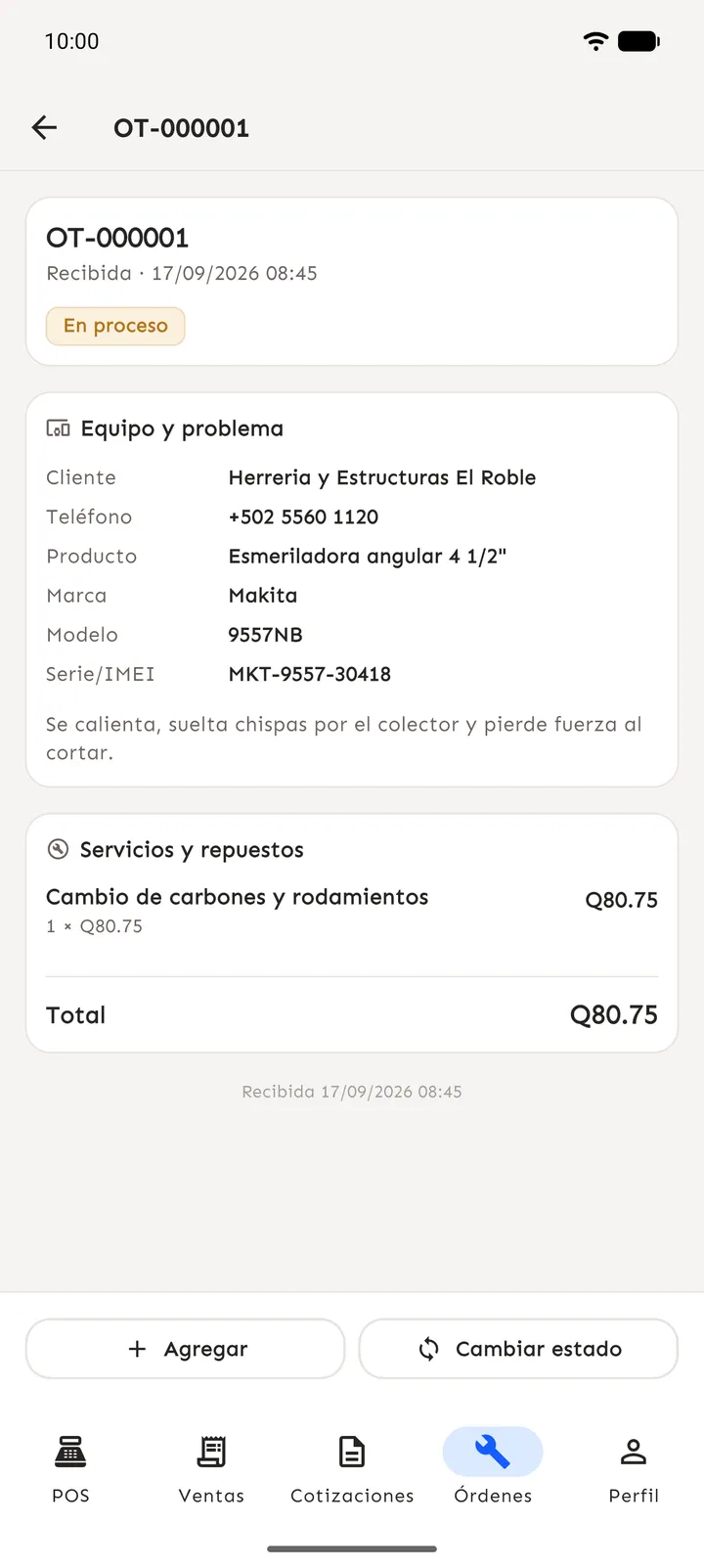 Detalle de orden